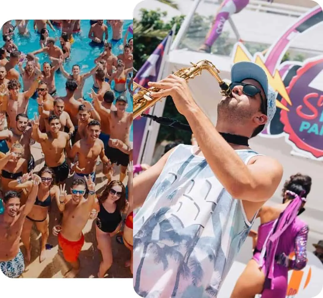 Magaluf beach and pool party by day