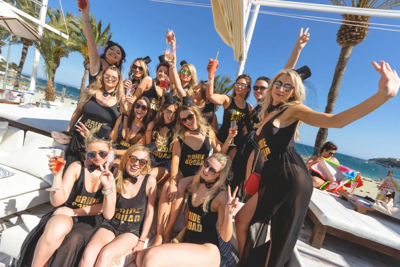 Group of ladies on a hen party in Magaluf