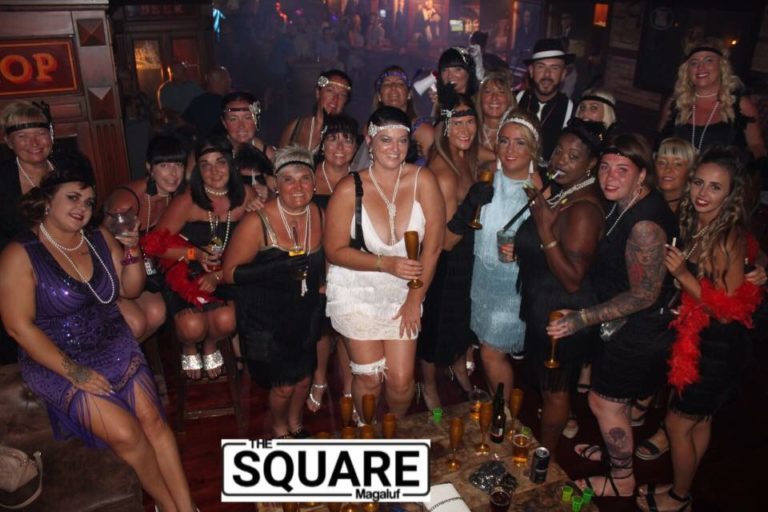 hen party in fancy dress at peaky blinders tavern in Magaluf